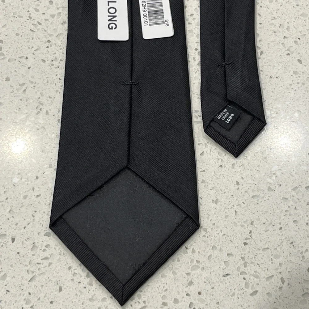 JoS A BANK Traveler Long Collection Solid  Black Tie NWT